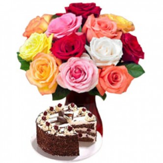 Mixed Roses and Cake