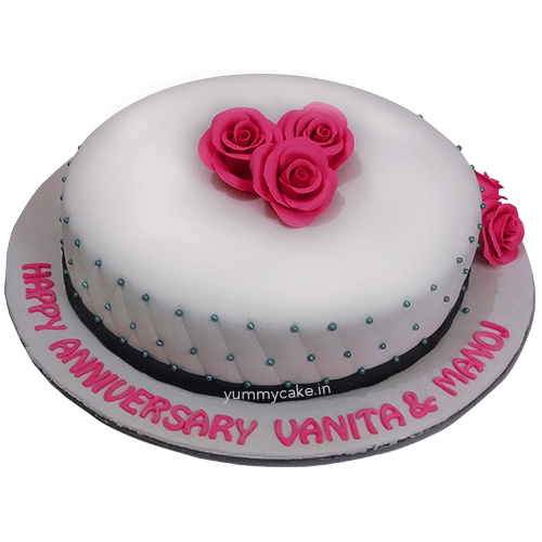 Fondant Cake For Anniversary