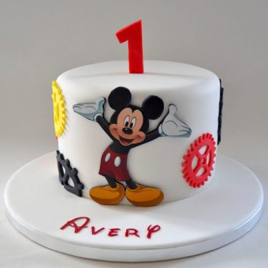 1st Birthday Mickey Mouse Photo Cake