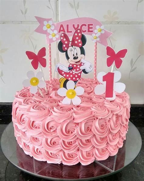 Mini Mouse First Birthday Photo cake