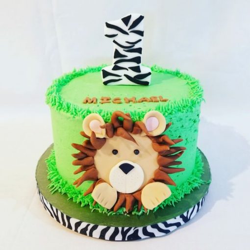 Lion Theme 1st Birthday Cake
