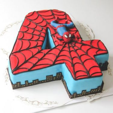 Number 4 Spiderman Cake
