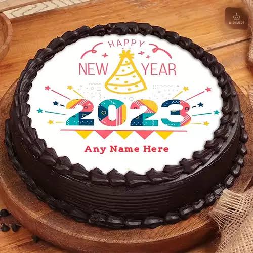 New Year Chocolate Photo Cake