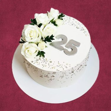 Silver Wedding Anniversary Cake