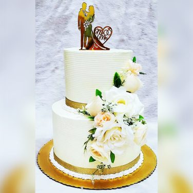 2 Tier White Cake With Flowers