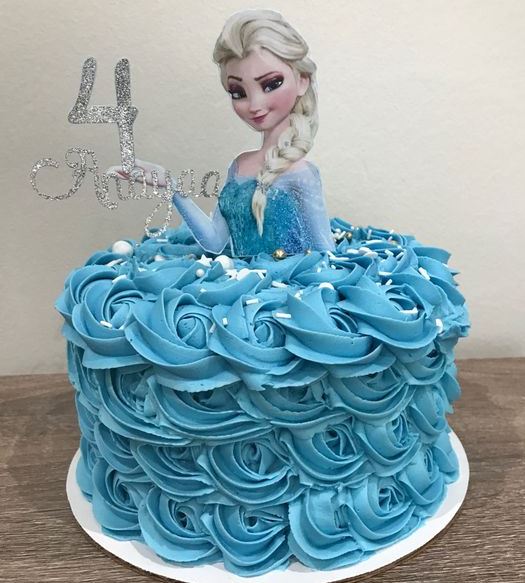 Abigail's Cake Company - Mini Elsa cake 💙💙💙 #minicake #frozen #blue  #lollipop #three #sweets #elsacake #piping #sprinkles #buttercreamcake  #buttercream #sprinkles #topper #cake #cakedecorating #cakesofinstagram # cakedesign #cakes #caketopper ...